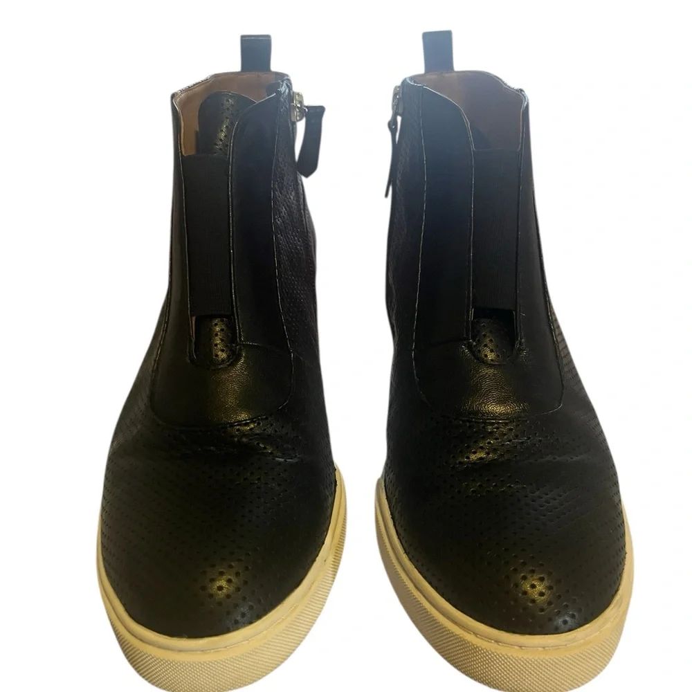 Linea Paolo Black Perforated Wedge Ankle Boots Size 8